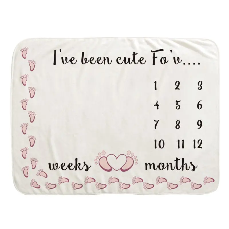 

2020 Baby Monthly Record Growth Milestone Blanket Footprints Patten Photography Prop A2UB
