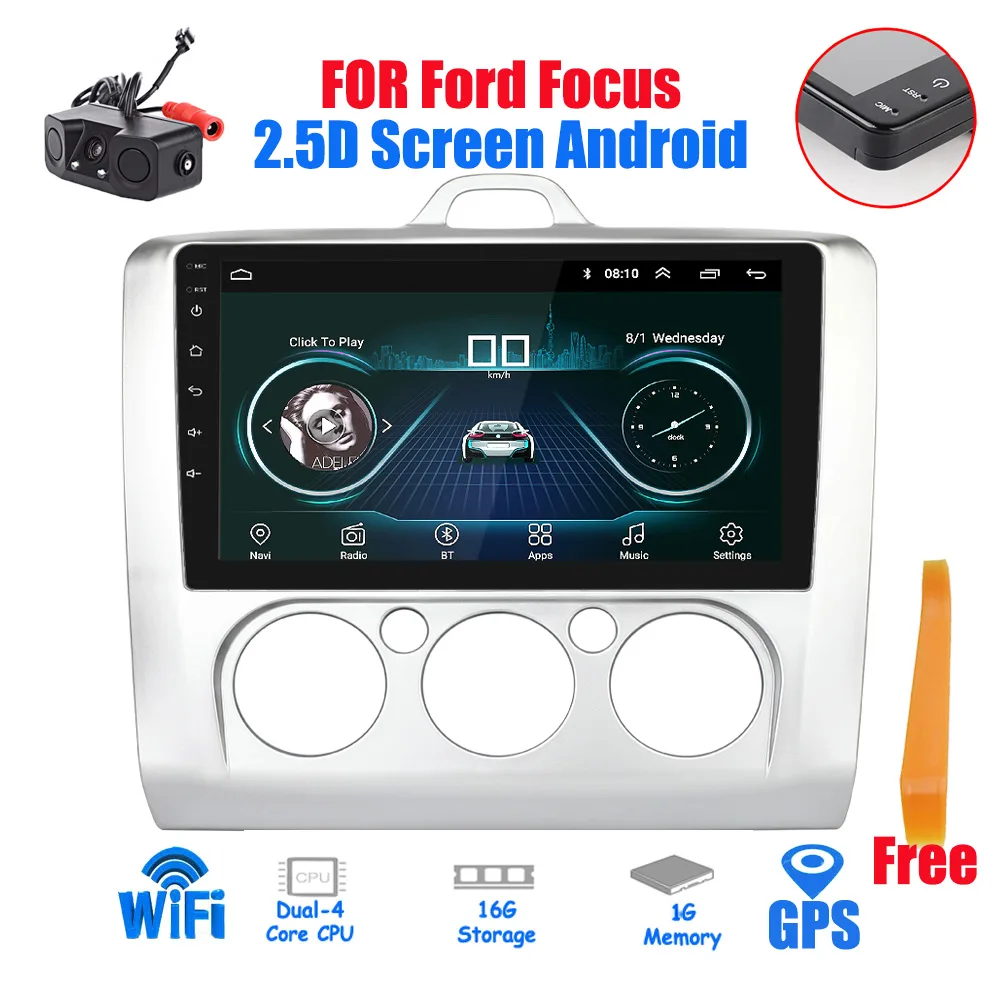 " 2din Android 9,0/8,1 Автомагнитола для Ford Focus 2004-2011 Автомагнитола с gps навигацией Bluetooth стерео Мультимедийный Плеер - Цвет: android 8(1G) CAM