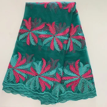 

Free shipping 5yards wholesale price Swiss voile African french net lace fabric high quality embroidered beaded tulle mesh laces