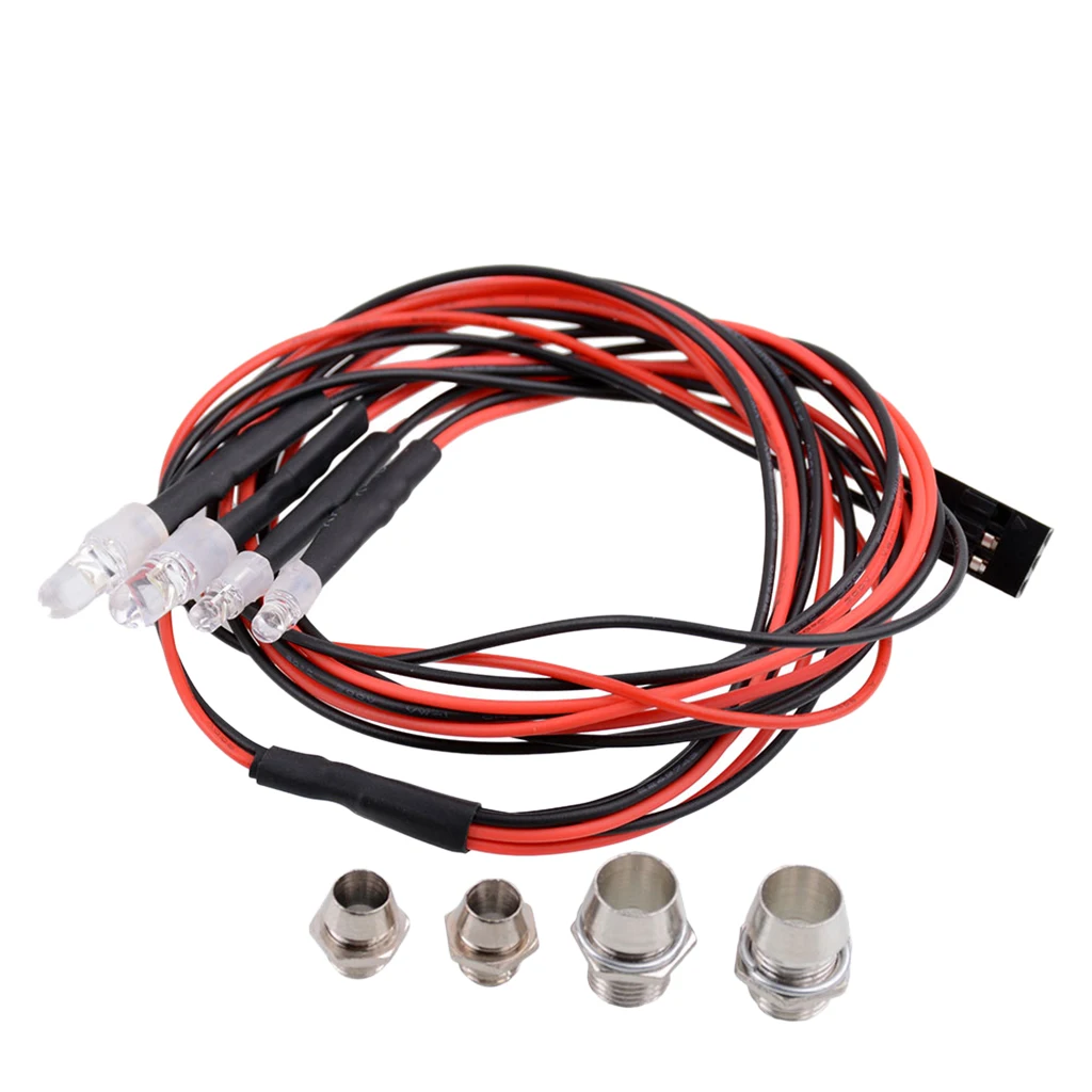 4pcs LED Light Headlight Kit for 1/5 1/8 1/10 1/12 1/16 RC Car Truck Model Red White