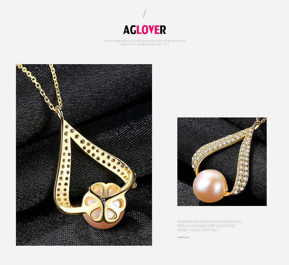 AGLOVER жемчуг кулон ожерелье 925 серебро ожерелье Циркон инкрустация женские ювелирные изделия и натуральных материалов пресноводный жемчуг подарок
