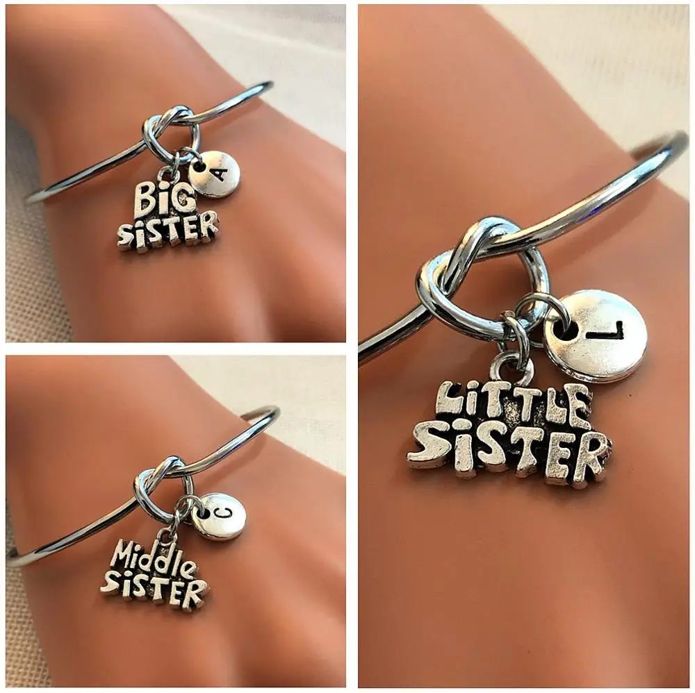 Новый Модный Оригинальный креативный Браслет сделай сам с надписью Big Middle Little Sister