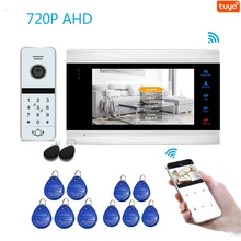 720P AHD WIFI SIP de detección de movimiento de vídeo Intercom sistema de teléfono de puerta código RFID timbre Tuya aplicación remota pantalla para desbloquear cámara de infrarrojos
