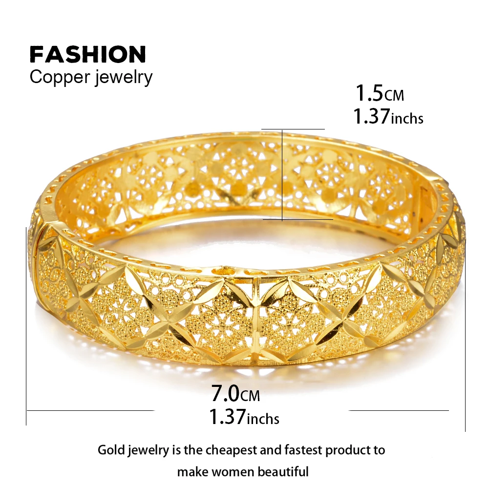 WANDO New Fashion lady Luxury Gold Color Jewelry Bangles Ethiopian African Women Dubai Bracelet Party wedding Gifts