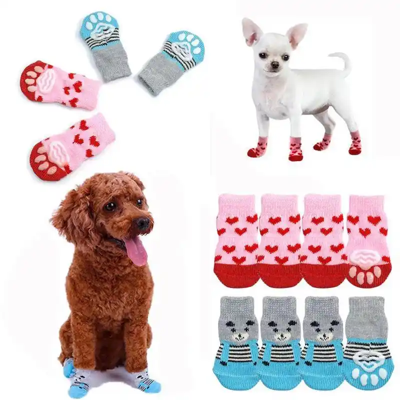 Chaussettes En Tricot Antiderapantes Pour Animaux De Compagnie Pour Petits Chats Et Chiens Chaussures D Hiver Pour Chihuahua Epaisses Et Chaudes Chaussettes De Protection De Patte Accessoires Aliexpress