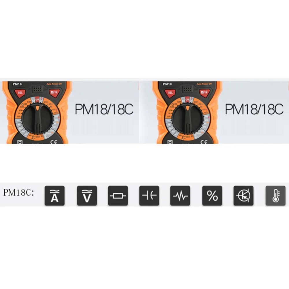 PM18C цифровой мультиметр с истинным RMS AC/DC сопротивление напряжения Емкость Частота Температура бесконтактный Тестер Напряжения