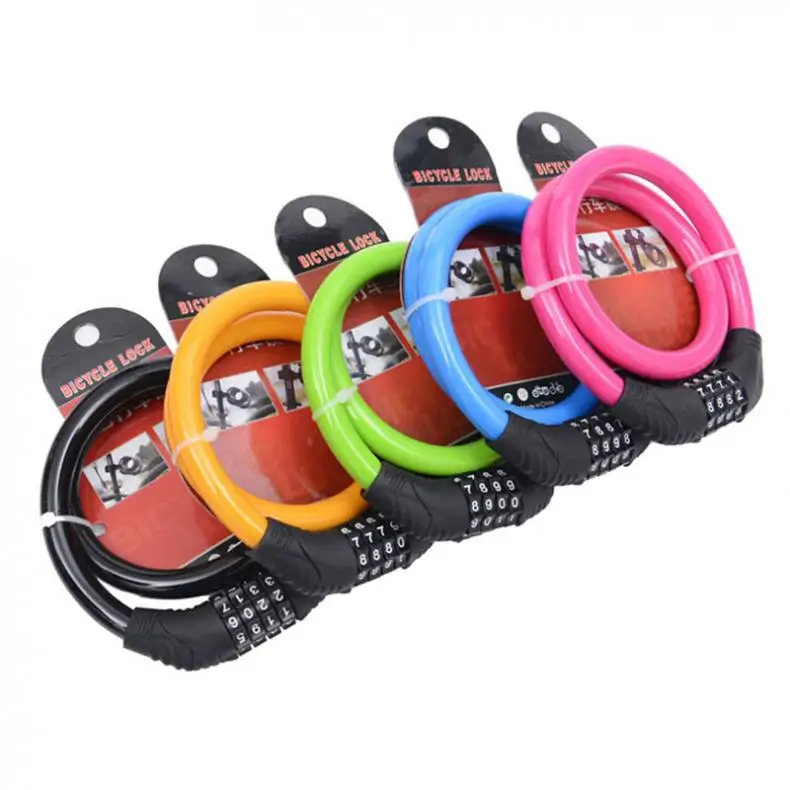 

Universal Anti-Theft Bike Bicycle Lock 4 Digit Combination Password Cycling Security Bicycle Cable Steel Wire Chain Bike Lock