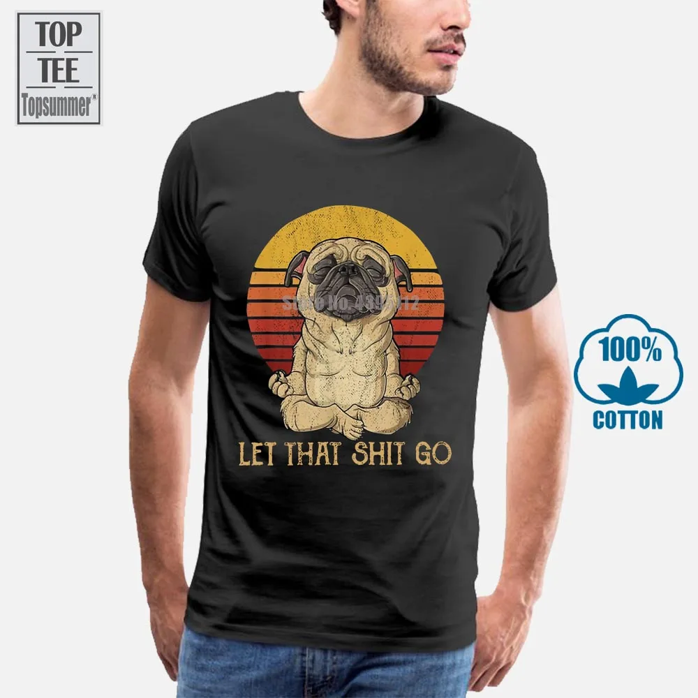 Винтажная Футболка с принтом Bulldog Let That Go черная Хлопковая мужская размеры S 4Xl