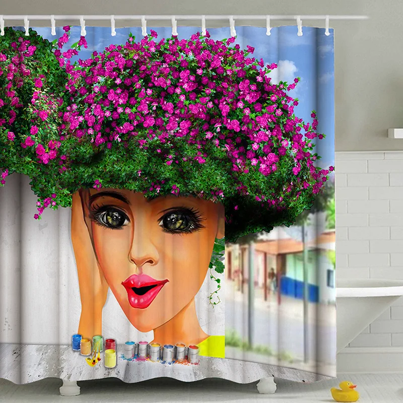 

Creative Shower Curtain DIY Custom 3D Digital Printing Waterproof Shower Curtain Art Girl Decorative Shower Curtain
