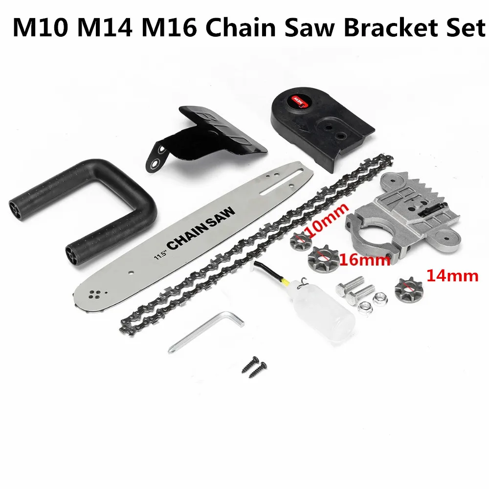 M10 M14 M16 11,5 дюймов кронштейн для цепной пилы изменен 100 125 150 электрическая угловая шлифовальная машина M10/M14/M16 в цепную пилу деревообрабатывающий Электроинструмент набор - Цвет: M10 M14 M16