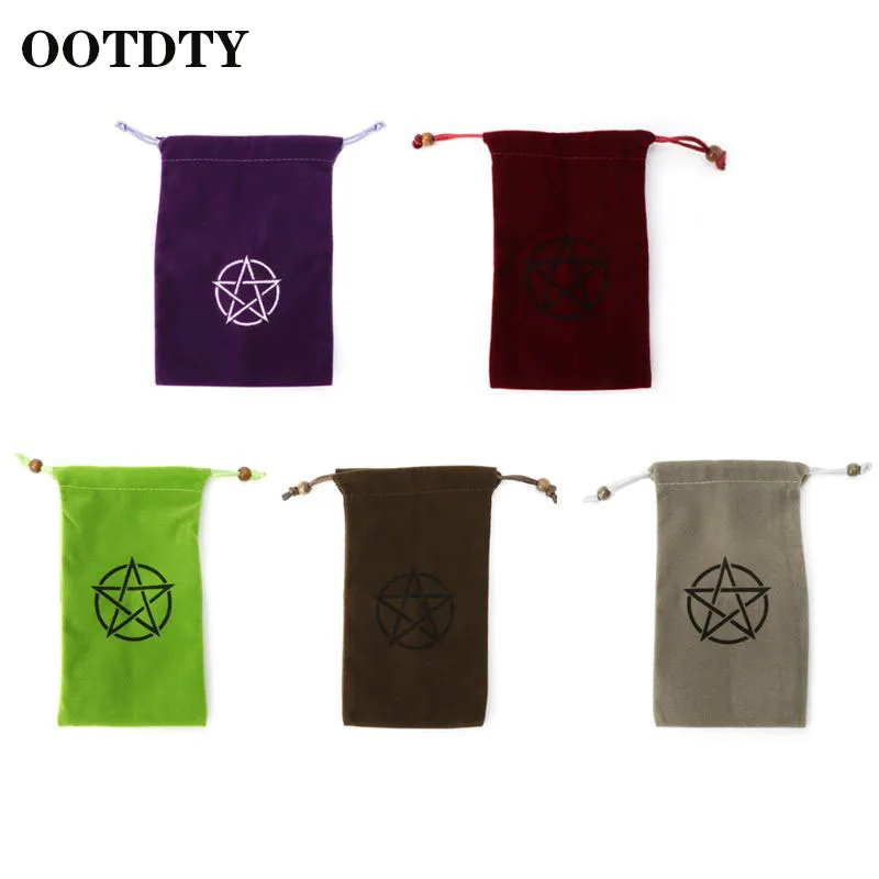 

OOTDTY PC. Velvet Pentagram Tarot Storage Bag Board Game Card Colour Embroidery Drawstring Package