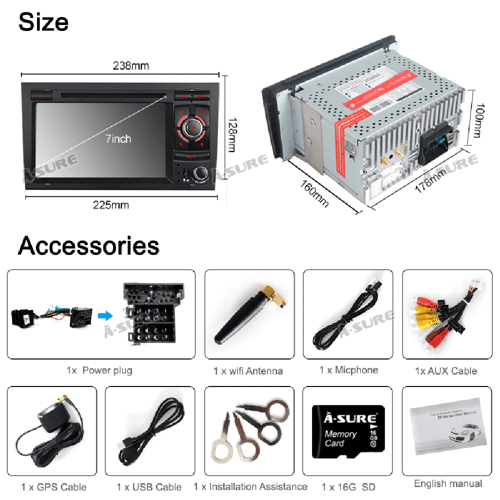 A-Sure 2 Din 7 ''Android 9,0 Авто Радио DVD gps Стерео навигация для Audi A4 S4 RS4 8E 8F B9 B7 SEAT EXEO BT 32G DAB+ 4G Wifi