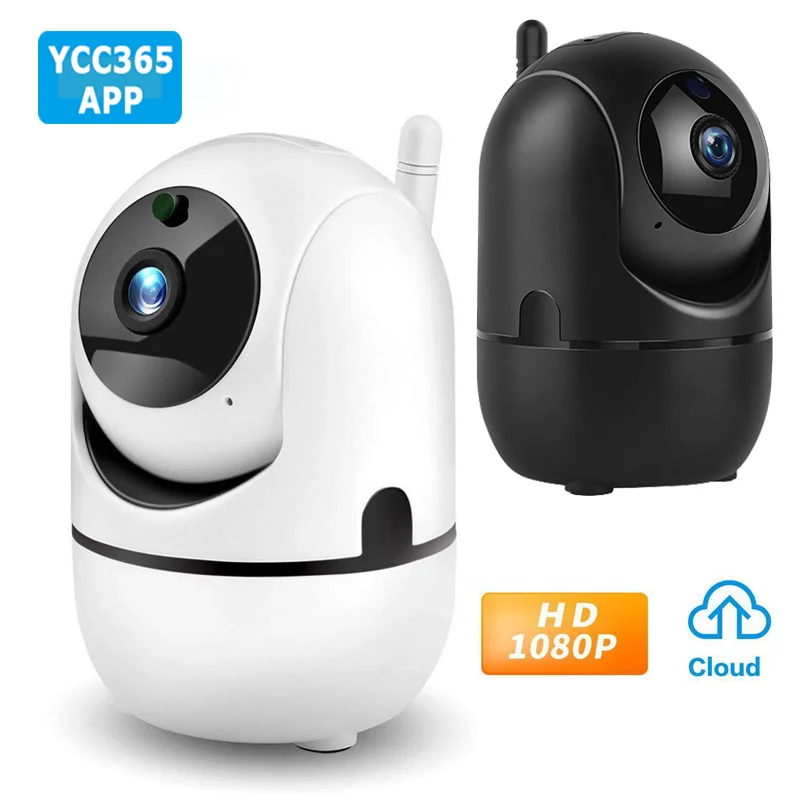 IP Camera Black Smart 1080P Cloud Home Security Surveillance camera Auto Tracking Network Wireless CCTV YCC365 PLUS WiFi | Безопасность
