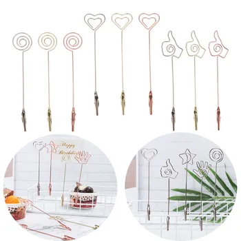 

Universal Creative advertising price tag Clip Desktop Decoration Place Card Holder Heart Shape Photo Clip Table Number Stand