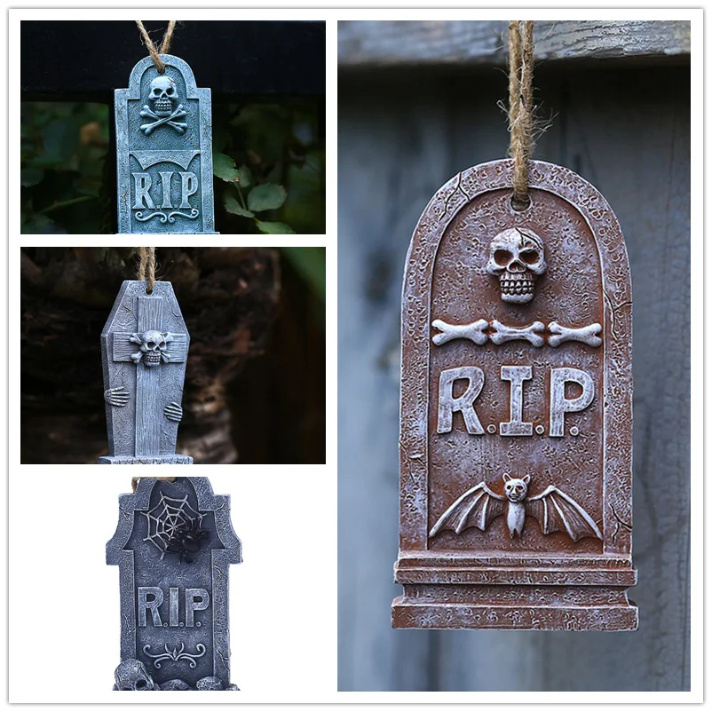 

1 шт. полимерный скелет, украшения для Хэллоуина для дома, товары для гравировки, аксессуары для Хэллоуина, реквизит из страха, надгробие Рипа