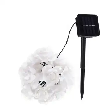 

LIXF 30 Leds 6M Rose Flower Solar Lamp Power Led String Fairy Lights Solar Garlands Garden Christmas Decor For Outdoor Warm Ligh