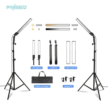 

PYNSSEU LED Photography Lighting Studio Kit Dimmable studio kits Bi-Color 3200-5500k with Stand for Portrait Product Shooting