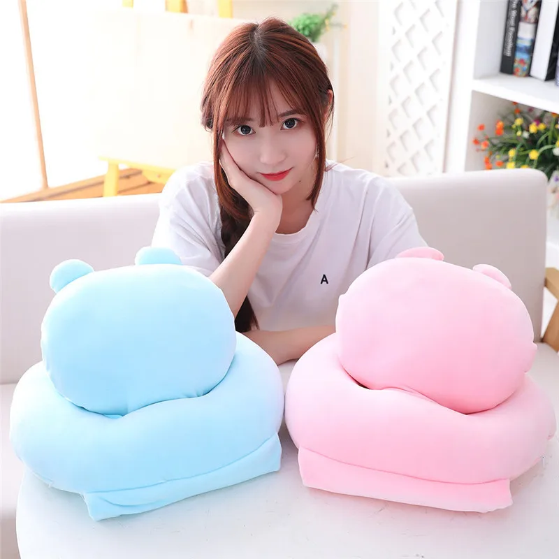 

2019 Creative New Style Cartoon Solid Color down Cotton Nap U-SHAPE Pillow Transformation Adjustable Holds Birthday Gift