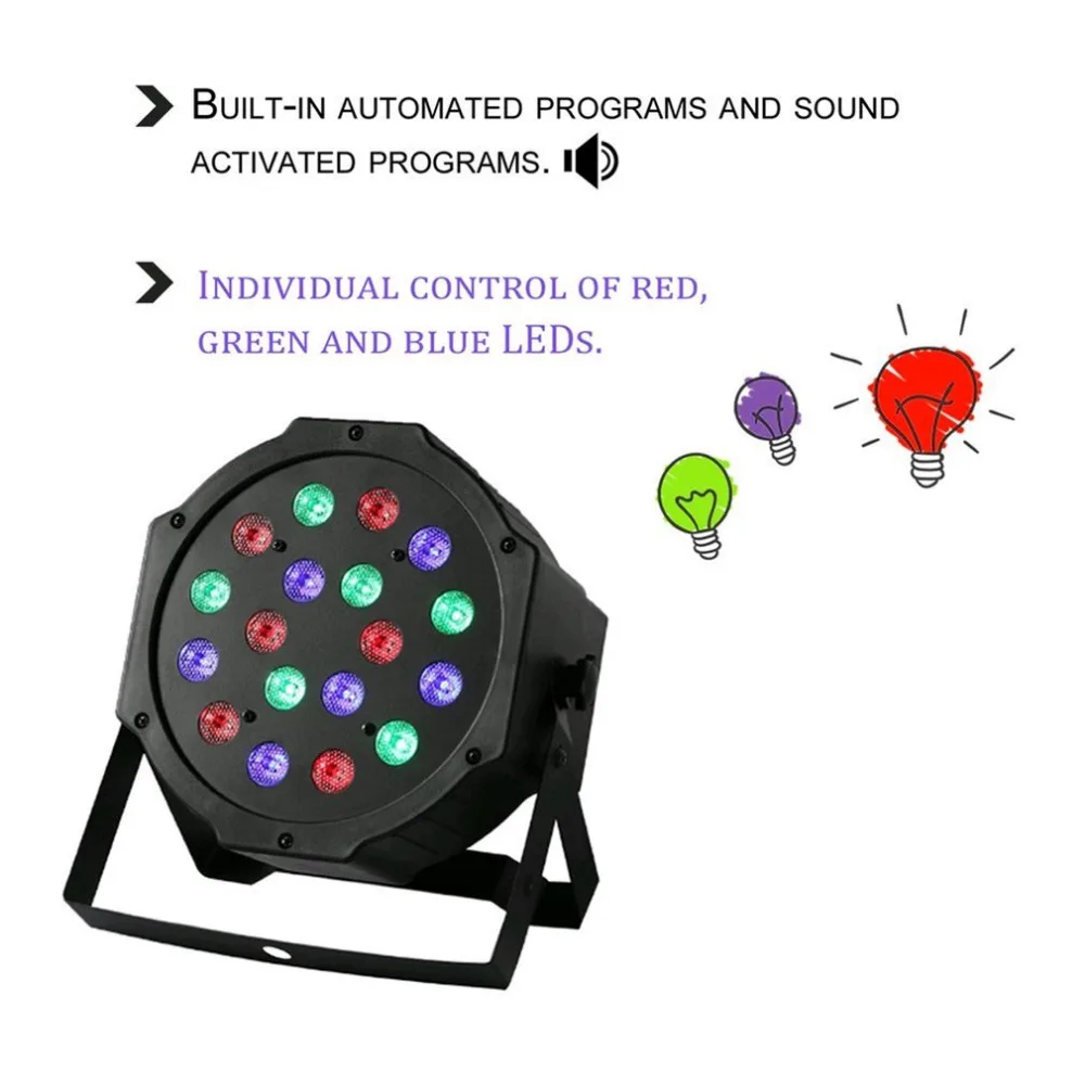

18W 18LED Professional RGB Mixing Colors Stage Light 6 Channel Home Wedding Party DJ Club Light Equipment With Fan