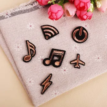 

Gold Line Note Stripes Patches For Clothing Rainbow Lightning Iron On Patches On Clothes Colorful Embroidered Badge Cute Patch
