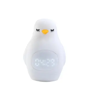 

Penguin Alarm Clock USB Charging Led Luminous Personality Voice Control Lazy Sleepy Student Timed Children Digital Clock Plastic