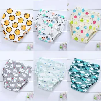 

Trendy Inserts Baby Training Pants Cartoon Printing Splicing Cotton Personality Breathable Nappy Diaper Cover Wrap Nappy Changin