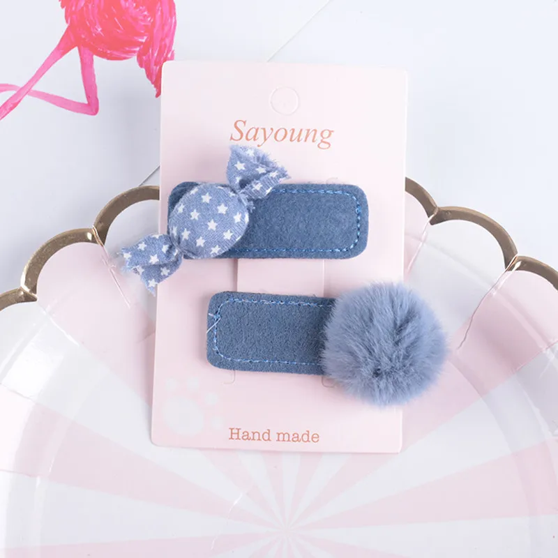 2 шт./лот BB заколки для девочек конфеты шар-помпон шпильки аксессуары для волос Головные уборы заколки детские подарки - Цвет: blue