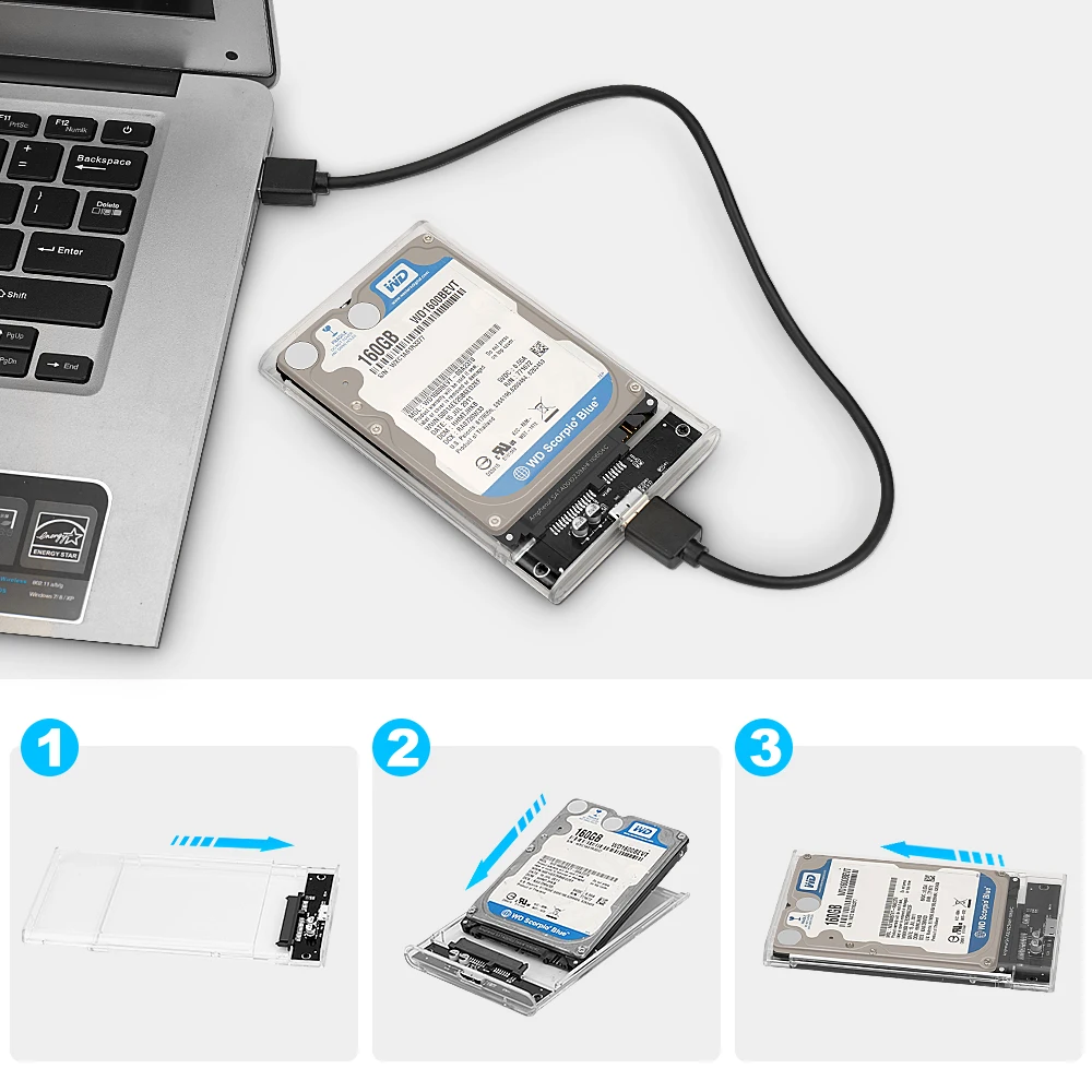 Прозрачный инструмент бесплатно 2 5 дюймов USB 3 0 Гбит/с на SATA III внешний жесткий