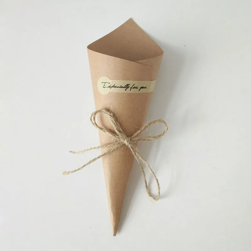 

50pc Handmade Kraft Paper Candy Boxes with Rope Tag Ice Cream Holder Gift Box