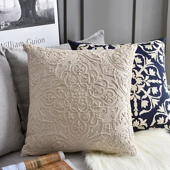 

Handmade Village Embroidered Cushion Cover 100% Cotton Exquisite Pillow Cover Luxurious Sofa Car Home Decoration 50x50CM