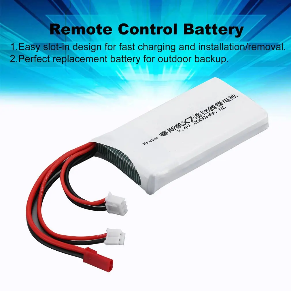 

7.4V 2S 2000mAh 8C Rechargeable Remote Control Li-Battery Transmitter Battery for FrSky Taranis Q X7 RC Models Parts