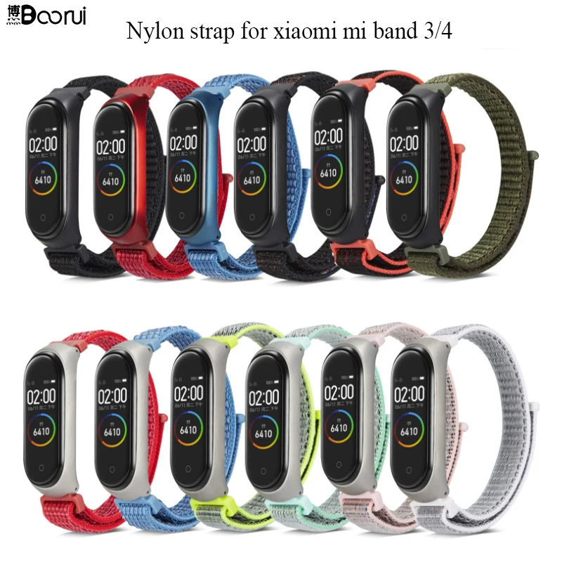 BOORUI нейлоновый mi band 4 ремешок спортивный 3 умные аксессуары сменный для xiaomi miband