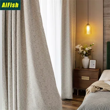 

American Light Luxury Living Room High Precision Cotton And Linen Curtains Custom Bedroom Full Blackout Decorative Curtain TM079