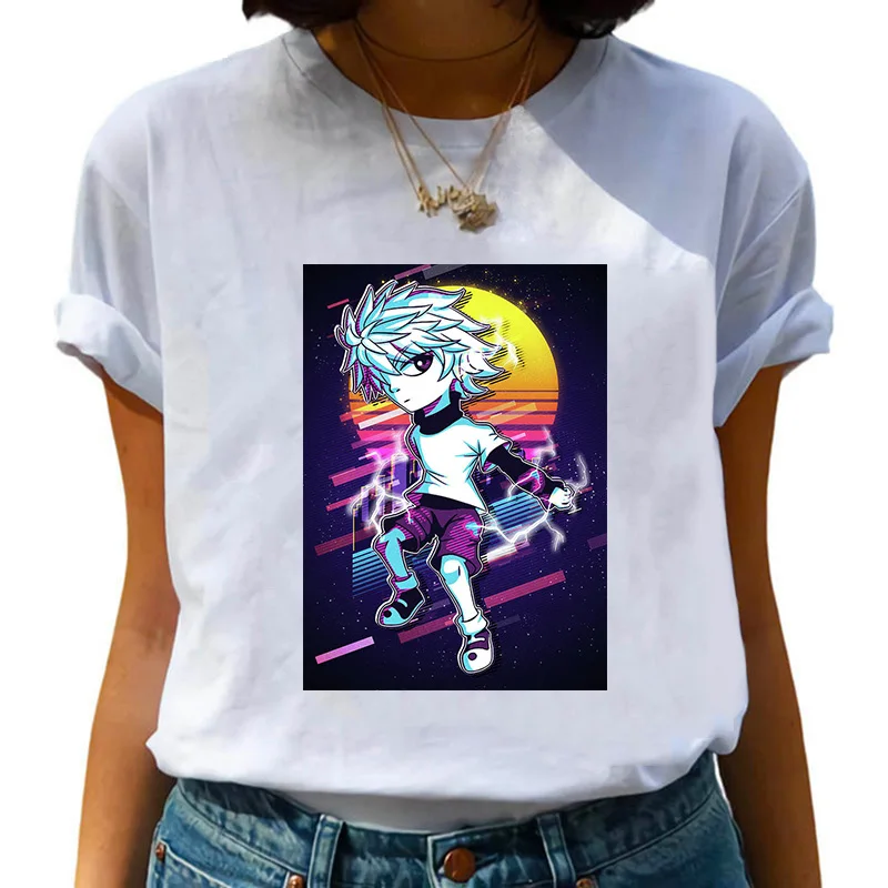 Men Women T-shirt Tops Kawaii Hunter X Hunter T-shirt Killua Zoldyck T-shirt Crewneck Fitted Soft Anime Manga Tshirt Clothes