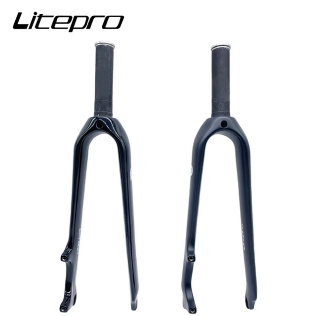 Litepro 20 22インチカーボンファイバーディスクブレーキフロントフォーク折りたたみ自転車406 451  100ミリメートルフォークM18*1.25