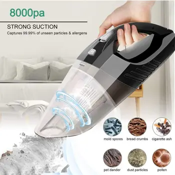 

8000Pa Mini Wireless Car Vacuum Cleaner 12V 120W 2500mah Car Home Dual-Use Cleaner with Wet/Dry Auto Portable Handheld Aspirador