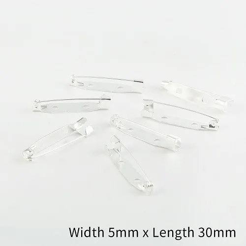 30x5mm 10 шт. 15 20 25 30 35 мм серебряная брошь базовые булавки безопасные булавки брошь настройки пустая основа для DIY материал для изготовления украшений - Цвет: 30x5mm