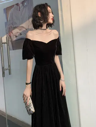 

Late Formal Dress Women's 2019 New Style Banquet Nobility Elegant Black And White with Pattern High-End Annual General Meeting H