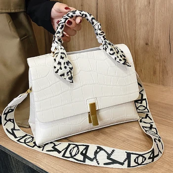 

High Quality Stone Pattern Leather Shoulder Bag Fashion Silkscarf Large Crossbody Bags for Women 2020 Luxury Handbags Women Bags