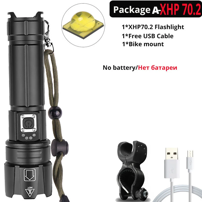 Package A Яркий светодиодный велосипедный светильник XHP70.2, заряжаемый от USB, масштабируемый велосипедный светильник фонарь, 18650 26650, уличный велосипедный светильник - Цвет: Package A