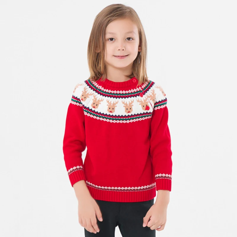 Детские пуловеры; свитера; осенне-зимняя детская одежда; Рождественский свитер для маленьких девочек; вязаные свитера для маленьких мальчиков с рисунком оленя