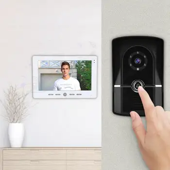 

10inch Wired Video Door Phone Doorbell Intercom Night Vision Access Control System 110-240V Home Security Accessories