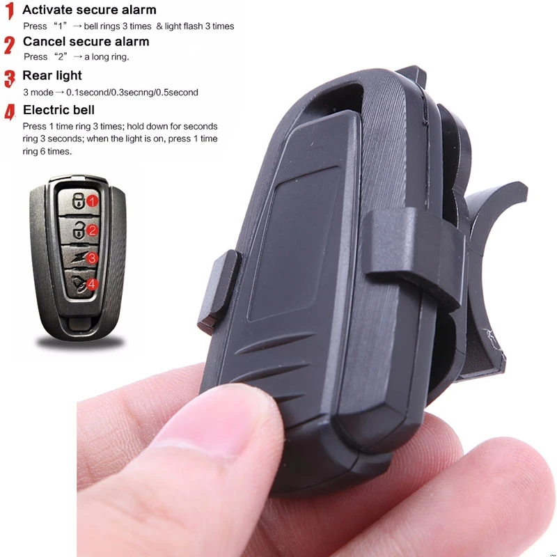 4 In 1 Anti-theft Bike Security Alarm Wireless Remote Control Alerter Taillights Lock Warner Waterproof Bicycle lamp Accessories