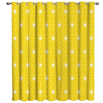 

Geomety Yellow Room Curtains Large Window Living Room Bathroom Bedroom Fabric Decor Kids Window Treatment Window Home Decoration