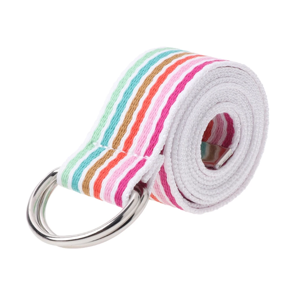 white multicolor 1 шт. женский поясной ремень с металлической пряжкой двойные кольца в полоску нейлоновый холщовый ремень повседневный модный пояс 5 цветов Высокое качество - Цвет: white multicolor