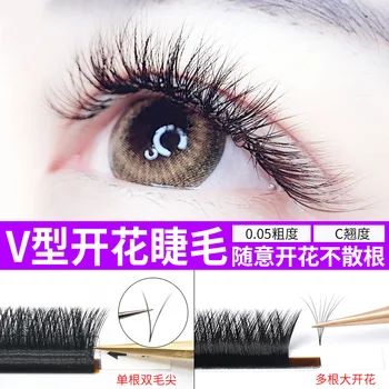 

0.05 round V Flower Type Graft Eyelashes Iris Tectorum Double Sheng Flower Matte Black Mink Fur Ultra Soft Beauty Eyelashes Larg