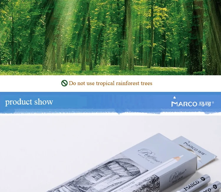 12pcs Marco 7011 Sketch and Drawing Wooden Pencil Set HB Art Painting Professional Hand-Painted Pencils Stationery Promotion