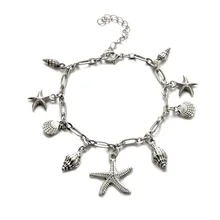 Европа и Америка японский и Южная Корея Стиль Универсальный Морская звезда оболочки кулон мода ножной браслет на ногу с кисточками