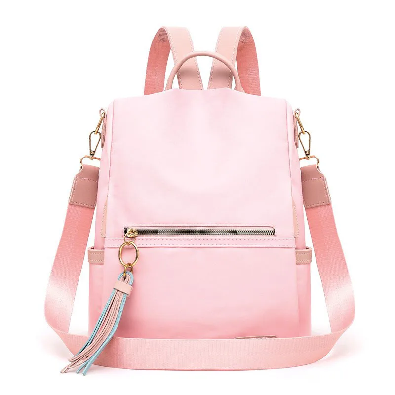 Противоугонный студенческий рюкзак Роскошные однотонные розовые повседневные Модные школьные сумки для девочек-подростков Mochila кошелек plecak - Цвет: Pink