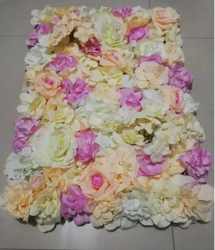 Silk Flower Rose Wall Mats Champagne Artificial Garland Floral Wall Hydrangea Backdrop Artifical Wedding Decoration Flower Mat